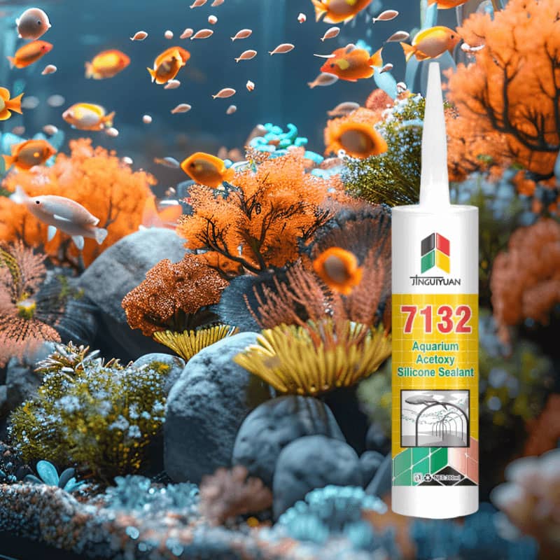 Cartucho de sellador de silicona acética Topsen 7132 para acuarios, seguro para peceras y entornos acuáticos.