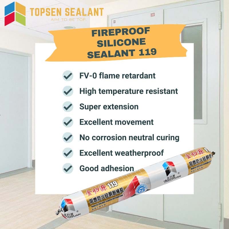 Mastic silicone coupe-feu Topsen 119 pour l’étanchéité à haute température