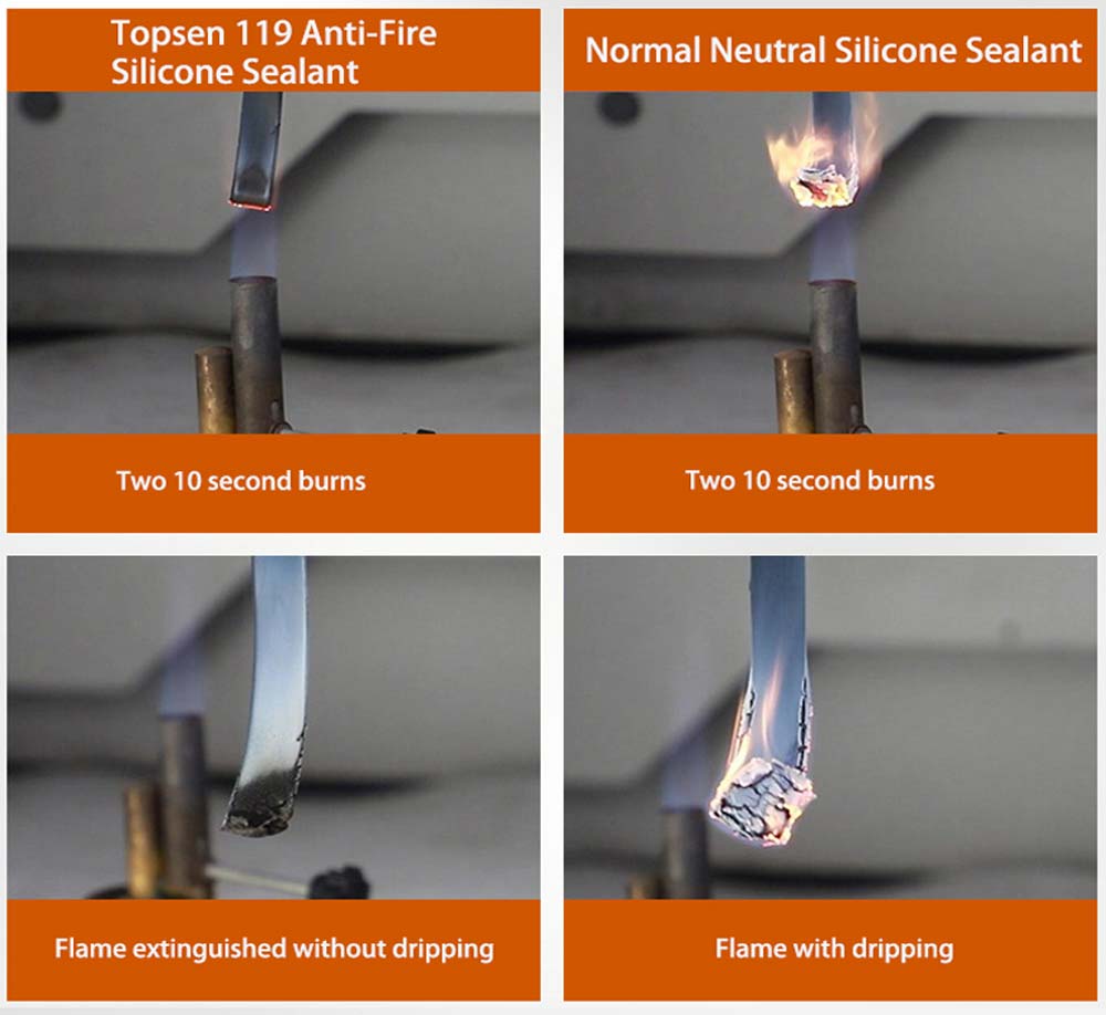 Mastic silicone résistant au feu Topsen 119 pour des barrières coupe-feu critiques